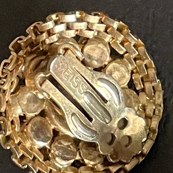 Vintage Weiss Rhinestone Earrings Pink and Purple Cocktail Clips - Picture 5 of 5